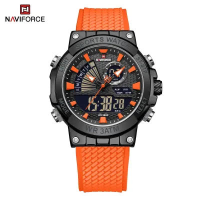NAVIFORCE 9219 Creative Multifunction Man Wristwatches TPU Strap LCD Display Electronic Watches for Men Casual Wild Male Clock